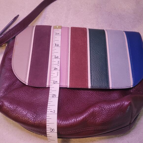 Fossil Small Crossbody Bag Maya Shoulder Purse Purple Multi Stripe Leather - Picture 7 of 12